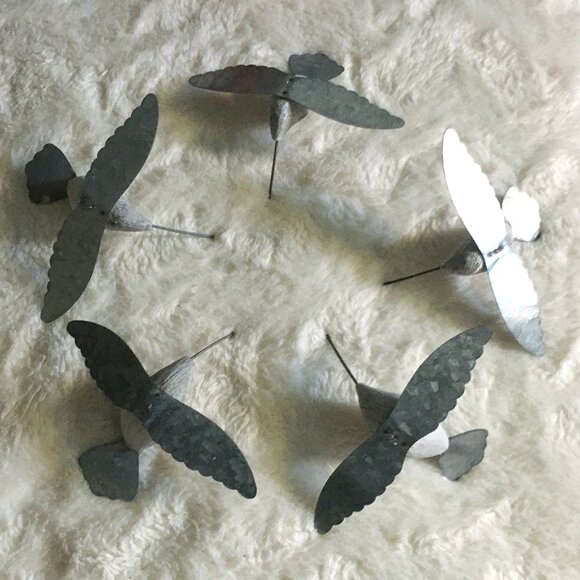 Five Handmade Steel and Wood Hummingbird Christmas Hanging Ornaments - Picture 10 of 12